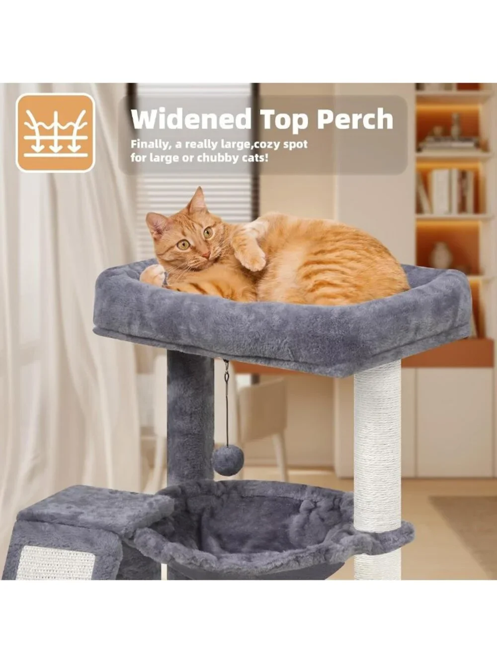 Cozy Cat Tree Tower with Scratching Post, Playful Toy Balls & Hammock - Grey